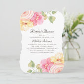 Invitation Fleurs roses aquarelles. Douche à nuptiale florale (Debout devant)