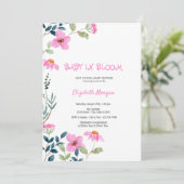 Invitation Fleurs roses bébé en fleurs  Baby Shower (Debout devant)
