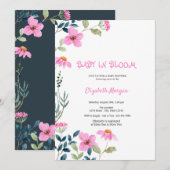 Invitation Fleurs roses bébé en fleurs  Baby Shower (Devant / Derrière)