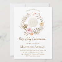 fleurs roses beige Eucharistie Première Communion