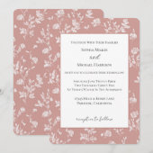Invitation Fleurs Roses Blanches Mariage (Devant / Derrière)