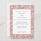 Invitation Fleurs Roses Blanches Mariage (Devant)