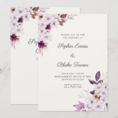 Invitation Fleurs Roses Blanches Rustiques Bohème Mariage Bla (Devant / Derrière)