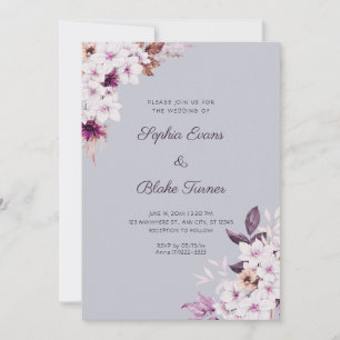 Invitation Fleurs roses blanches rustiques Boho Cloud Mariage