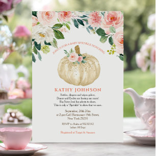 Invitation Fleurs roses Blancs Citrouille Bébé Sprinkle