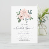 Invitation Fleurs Roses Blancs Élégantes| Douche pour couples (Debout devant)