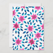 Invitation Fleurs Roses Bleues Feuilles Paint Acrylique Anniv (Dos)