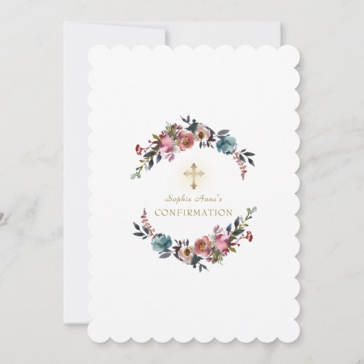 Invitation Fleurs Roses bleues foncées et foncées Confirmatio (Dos)