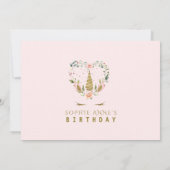 Invitation Fleurs Roses Blush Or Unicorne Photo Anniversaire (Dos)