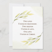 Invitation Fleurs Roses Blush Verdure Mariage chrétien (Dos)
