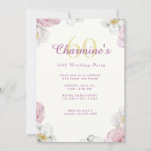 Invitation Fleurs roses Boho Élégante 60e fête d'anniversaire (Devant)