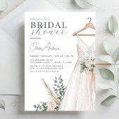 Invitation Fleurs roses Boho et Fête des mariées verdoyante