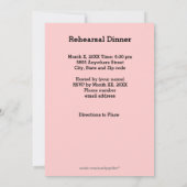 Invitation Fleurs Roses, Cadre Coeur, Dîner De Répétition Ann (Dos)