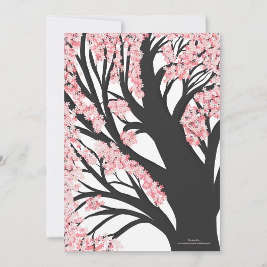 Invitation Fleurs roses cerises en fleurs (Dos)