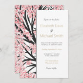 Invitation Fleurs roses cerises en fleurs (Devant / Derrière)