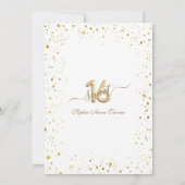 Invitation Fleurs roses Charming Gold Confetti Sweet 16 (Dos)