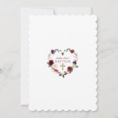 Invitation Fleurs roses Chic Bourgogne Photo Florale Baptême (Dos)