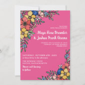 Invitation Fleurs roses colorées Mariage d'été printemps (Devant)