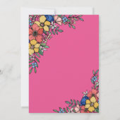 Invitation Fleurs roses colorées Mariage d'été printemps (Dos)