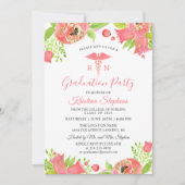 Invitation Fleurs roses coraux Soins infirmiers (Devant)