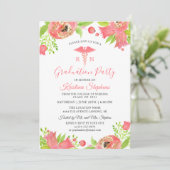 Invitation Fleurs roses coraux Soins infirmiers (Debout devant)