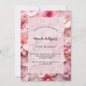Invitation Fleurs roses d'anniversaire (Devant)