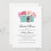 Invitation Fleurs roses d'aquarelle et douche nuptiale (Devant / Derrière)