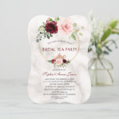 Invitation Fleurs roses de Bourgogne Fête de Thé Marié en mar (Debout devant)