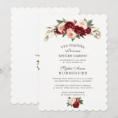 Invitation Fleurs roses de Bourgogne Invitación de Baby showe (Devant / Derrière)