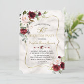 Invitation Fleurs roses de Bourgogne Marbre d'or 50e annivers (Debout devant)