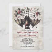 Invitation Fleurs roses de fête d'Halloween chauve Feuilles v (Devant)
