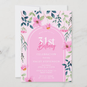 Invitation Fleurs roses de fleurs sauvages élégantes et girly