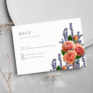 Invitation Fleurs roses de pêche de lavande botanique RSVP
