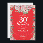 Invitation Fleurs roses de pivoines surprises 30e anniversair<br><div class="desc">Invitation Fleurs roses de pivoines surprises 30e anniversaire rouge pour femmes. Fleur florale aquarelle. Fleurs élégantes de rose et de pivoine roses. Anniversaire adulte. Fond rouge. 13e 15e 16e 18e 20e 21e 30e 40e 50e 60e 70e 80e 90e 100e, tous âges. Pour une personnalisation supplémentaire, veuillez cliquer sur le bouton...</div>
