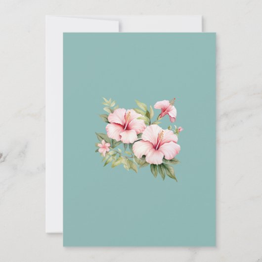 Invitation Fleurs roses de plage Fête des mariées tropicale b (Dos)