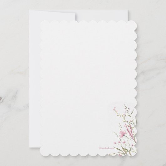 Invitation Fleurs roses délicates (Dos)