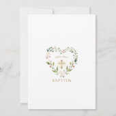 Invitation Fleurs roses délicates Croix d'or Baptême de fille (Dos)