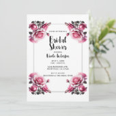 Invitation Fleurs Roses Délicates Mariage Shabby Chic (Debout devant)