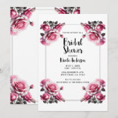 Invitation Fleurs Roses Délicates Mariage Shabby Chic (Devant / Derrière)