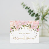 Invitation Fleurs roses d'or rousses Soyez mon maître d'honne (Debout devant)