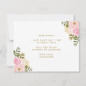 Invitation Fleurs roses d'or rousses Soyez mon maître d'honne (Dos)