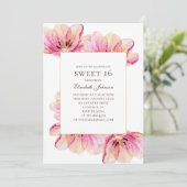 Invitation Fleurs roses Douces 16. 16e anniversaire de fleurs (Debout devant)