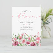 Invitation Fleurs roses douces Élégant Baby shower Boho Girl (Debout devant)