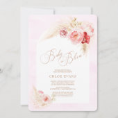 Invitation Fleurs roses douces Élégant Baby shower fille Boho (Devant)