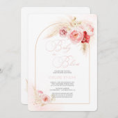 Invitation Fleurs roses douces Élégant Baby shower fille Boho (Devant / Derrière)