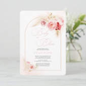 Invitation Fleurs roses douces Élégant Baby shower fille Boho (Debout devant)