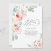 Invitation Fleurs roses douces Élégant Baptême Boho (Devant)