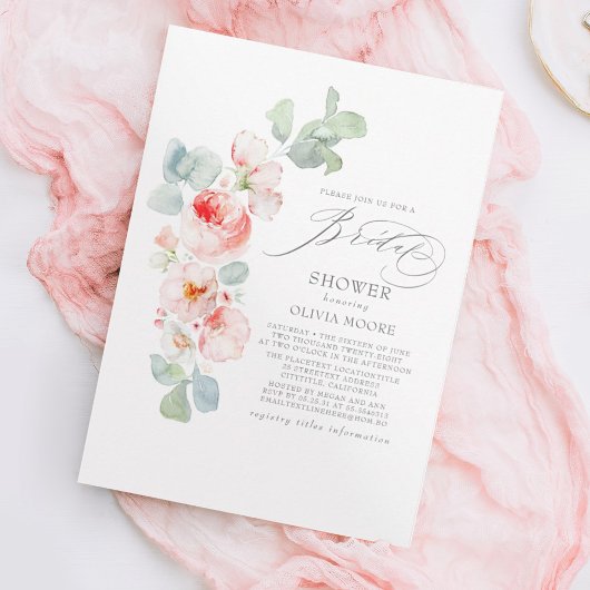 Invitation Fleurs roses douces Élégante Fête des mariées Boho