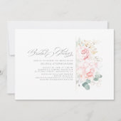 Invitation Fleurs roses douces et Fête des mariées de verdure (Devant)