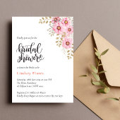 Invitation Fleurs roses douces et Fête des mariées verte